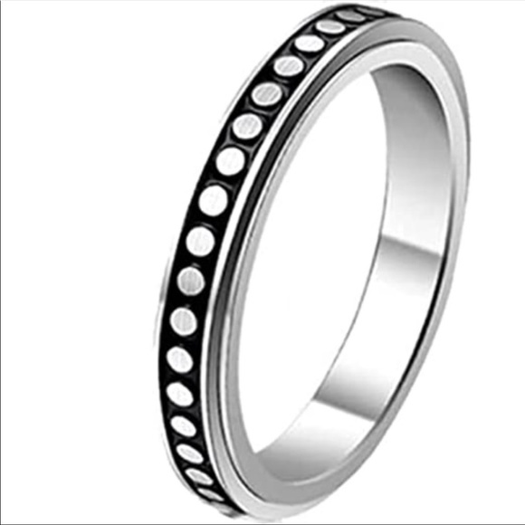 🦋3/$30🦋 Fidget spinner stainless steel polka dot ring size 10 - Picture 2 of 3